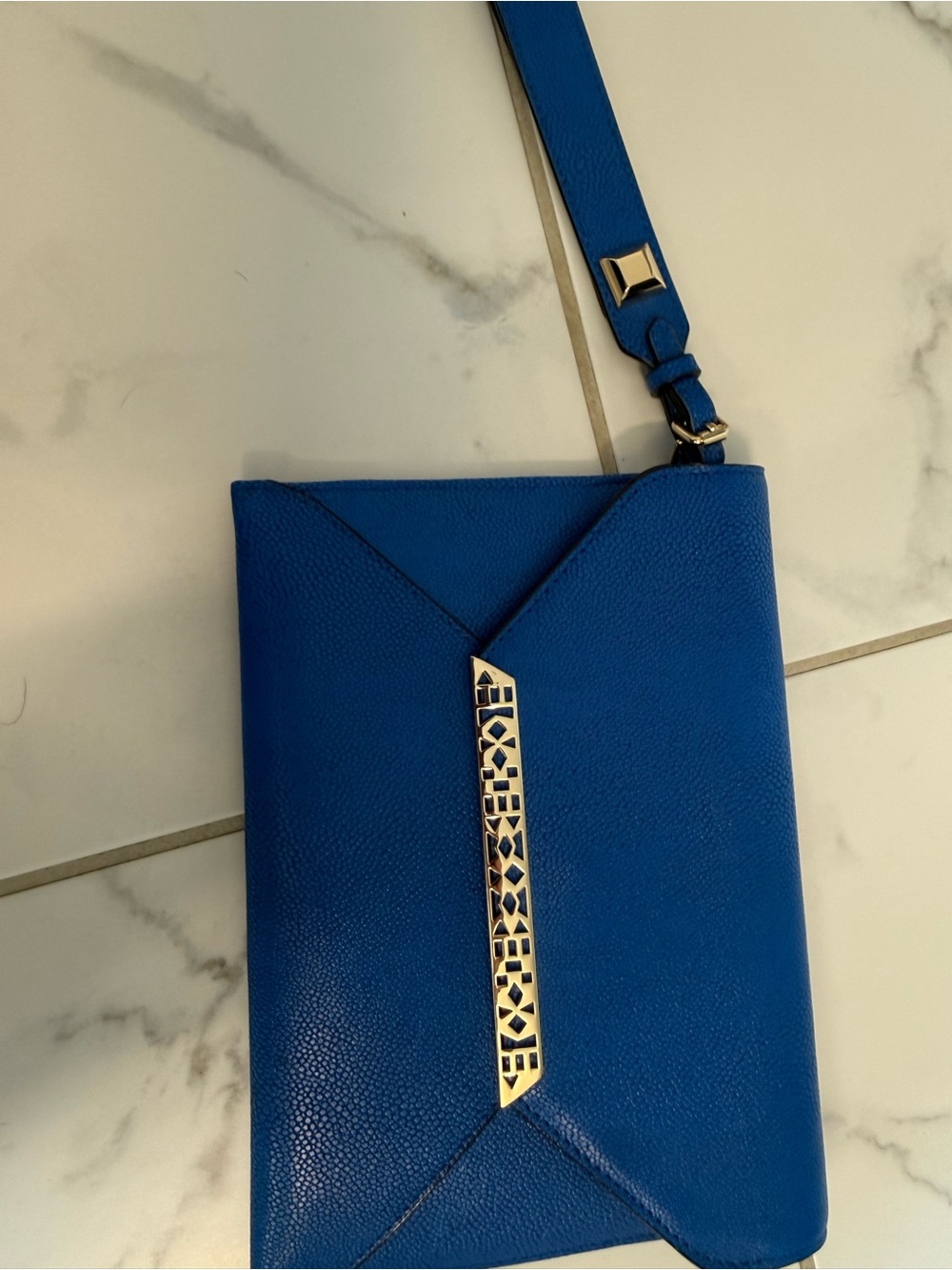 Stella & Dot Cobalt Blue Envelope Wristlet with Gold Accent
